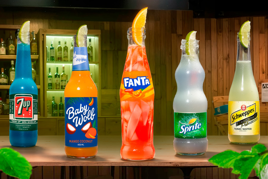 Cocktails in Soda bottles