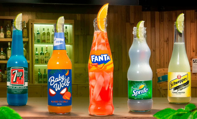 Cocktails in Soda bottles